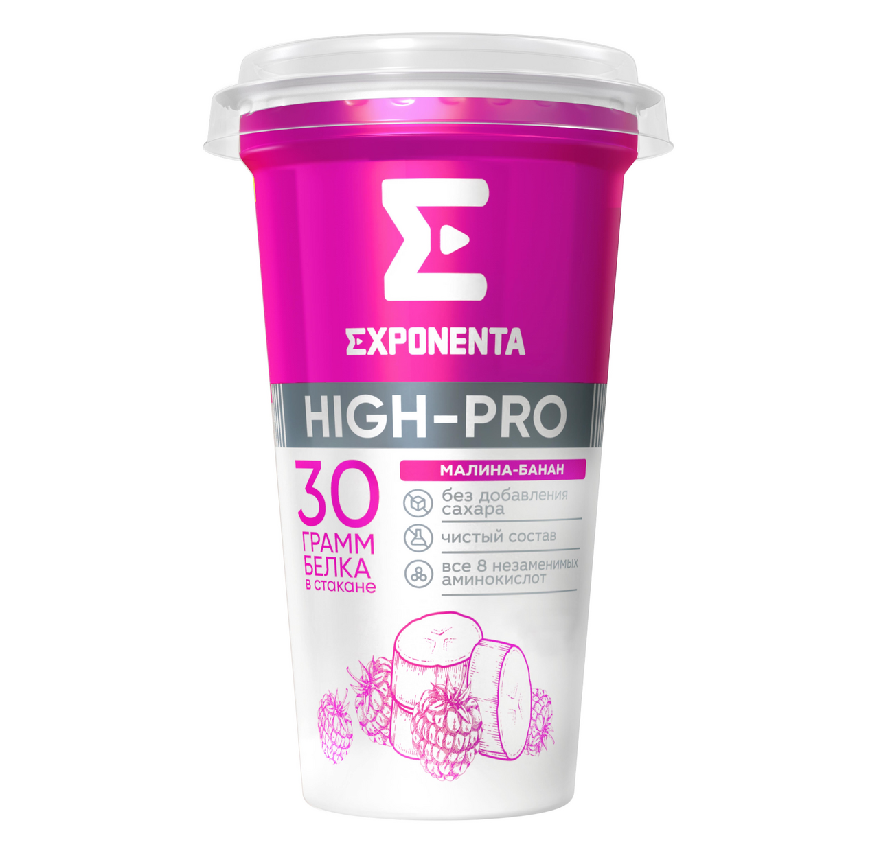 EXPONENTA Напиток кисломолочный Exponenta High-pro Малина-Банан обезжиренный, 250г